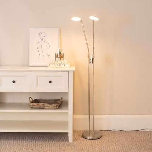 ValueLights Beata Integrated LED 2 Way Adjustable Floor Lamp in Chrome and Silver – 2