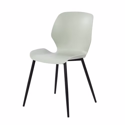Core Products Carnaby Set of 2 Mid-Century Style Green Plastic Kitchen Chairs with Black Metal Legs – 1