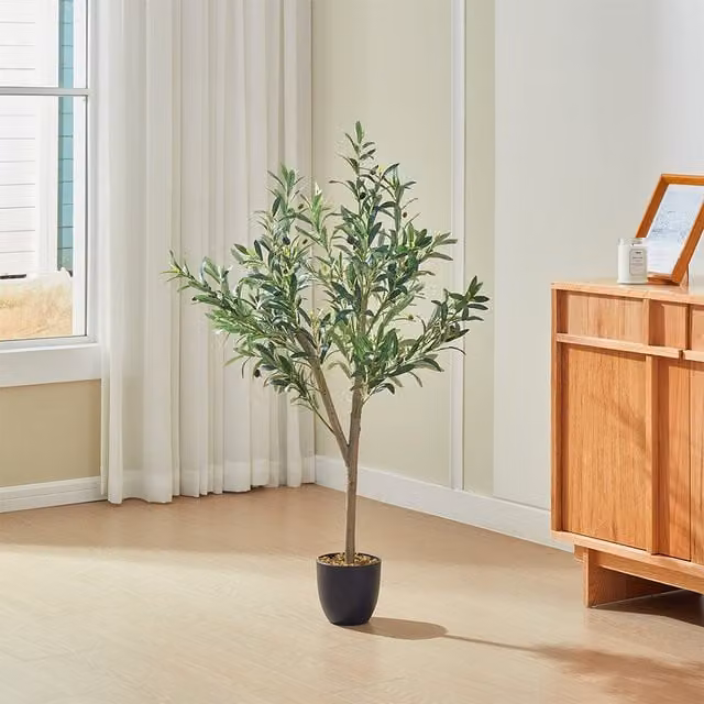 Breeins Green Artificial Mediterranean Olive Tree in Pot