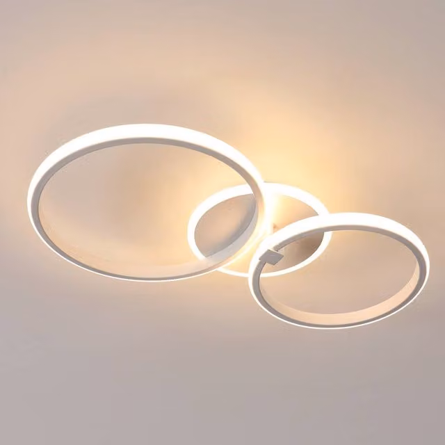 Pheashine White Double Ring LED Ceiling Light, 42W, 3000K Warm White, Diameter: 56 cm