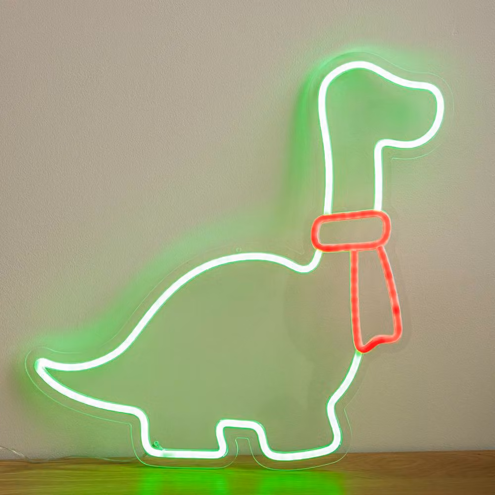 Samuel Alexander Green and Red LED Neon Dinosaur Christmas Light with Scarf and Stand, Height: 43 cm – 2
