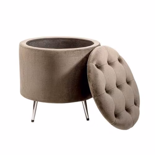 Madison & Mayfair Grey Darcy Velvet Ottoman Stool with Silver Legs – 1