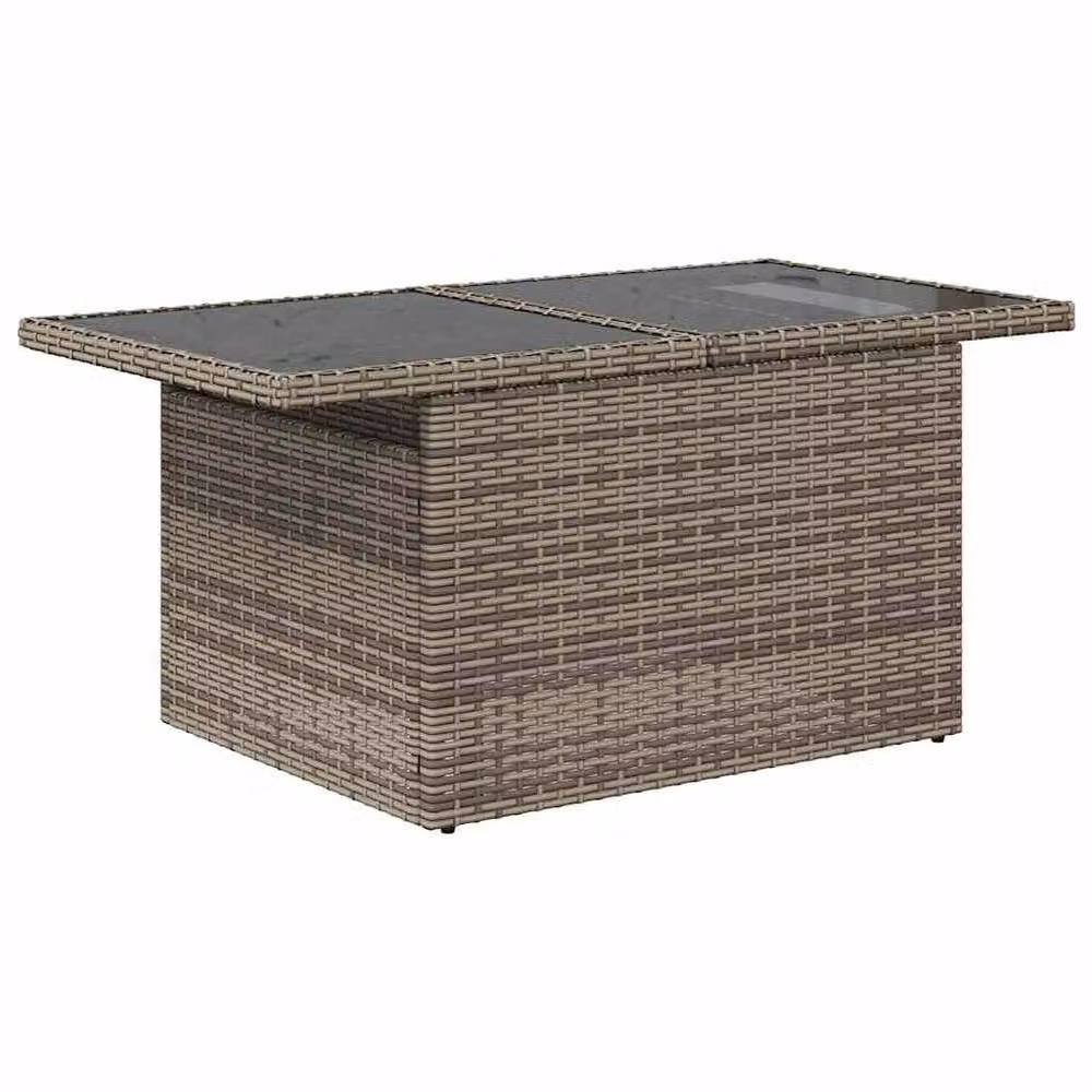 Berkfield Home Grey Poly Rattan Garden Table with Glass Top, W/D/H: 100 x 55 x 73 cm – 3
