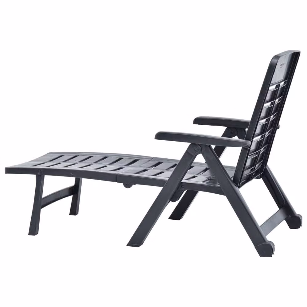 Berkfield Home Comfortable Folding Sun Lounger in Anthracite Grey Plastic – 4