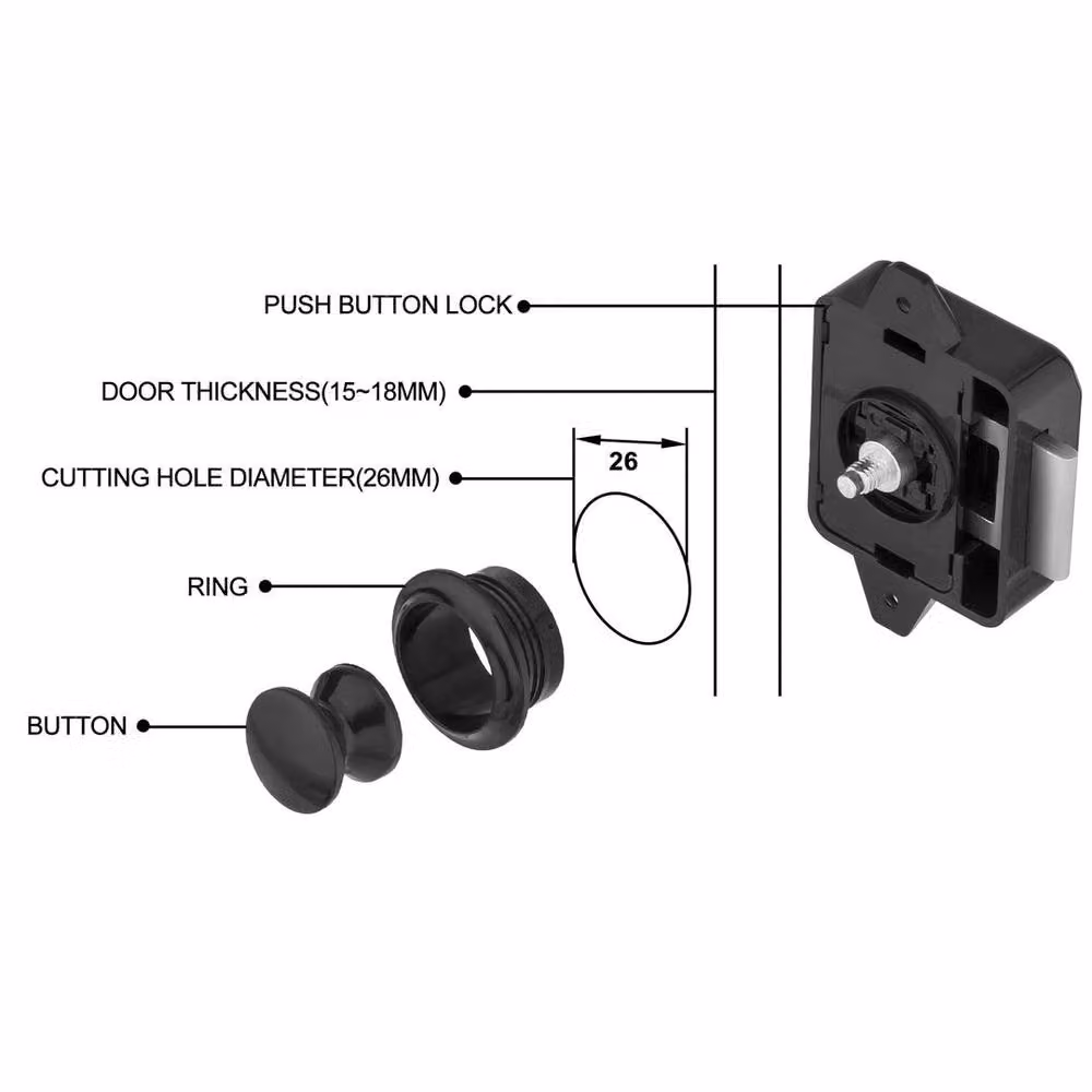 SPETLEK 5-Pack Push Button Catch Latch Lock for Caravan, Camper, Door, Drawer or Cabinet, Black – 4