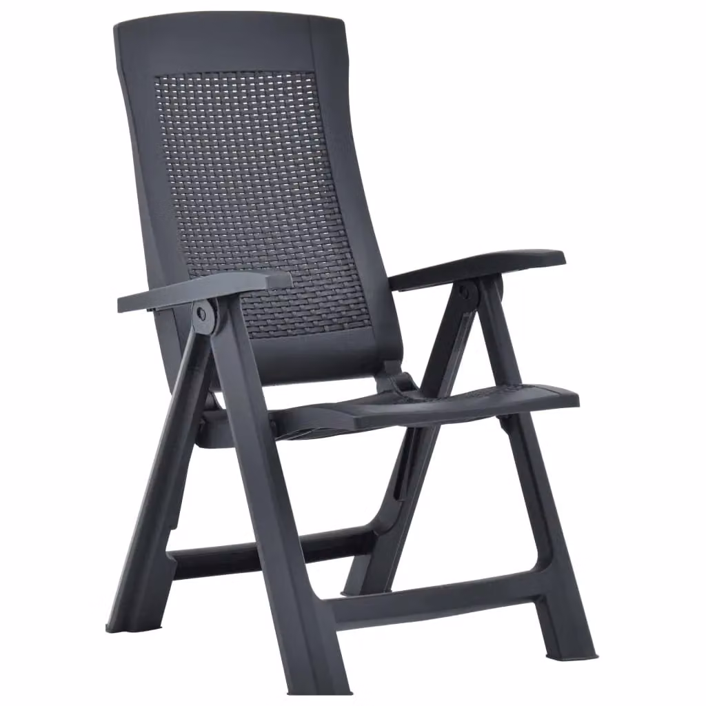Berkfield Home Set of 2 Anthracite and Black Plastic Reclining Garden Chairs with Armrests and Adjustable Headrests – 2