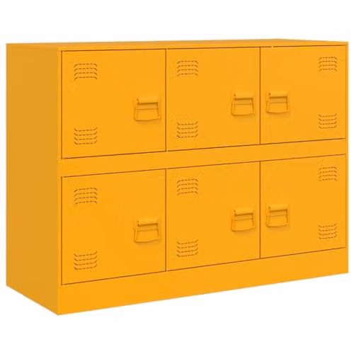 vidaXL Modern Metal Sideboard in Matt Yellow, W/D/H: 99 x 39 x 73 cm