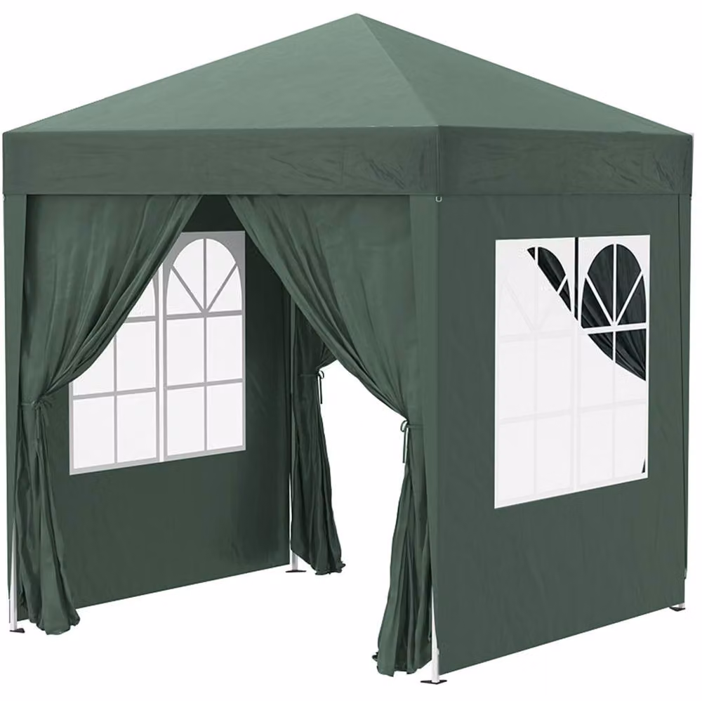 STILVORA Pop-Up Gazebo with Removable Walls and Windows in Green, W/D/H: 2 x 2 x 2.4 m – 4