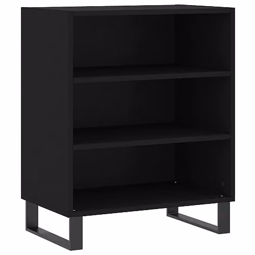 vidaXL Modern Black Sideboard in Matt MDF and Metal, W/D/H: 57 x 35 x 70 cm