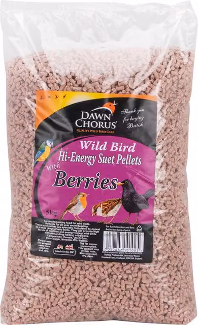 Dawn Chorus Berry Suet Pellets Bird Feed, 5kg, Pink