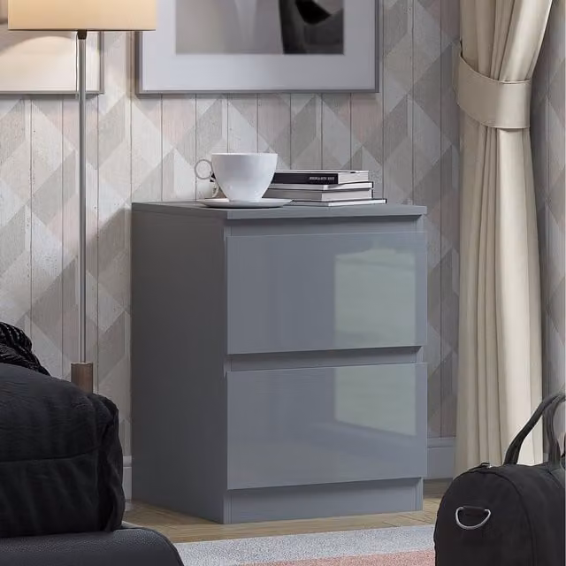 FWStyle Glossy Grey Chest of Drawers