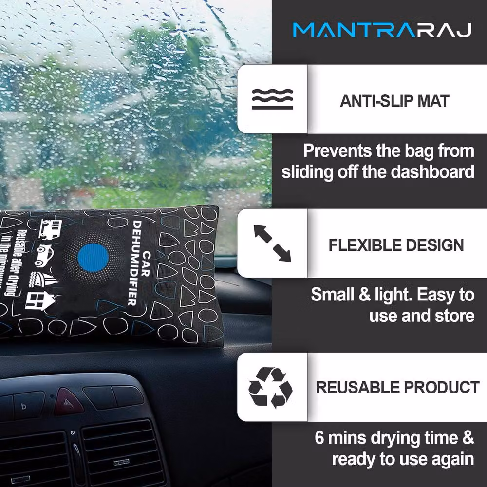 MANTRARAJ Reusable Car Dehumidifier Dry Bag Moisture Killer Absorber Pad, Black, 1 kg – 3
