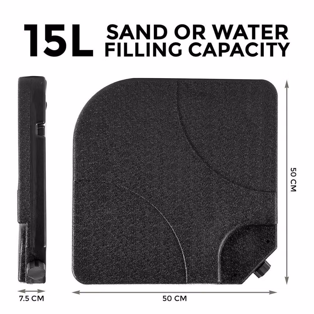 FLAVORA 4-Piece Black Plastic Sand or Water Fill Cantilever Parasol Base Weights – 2