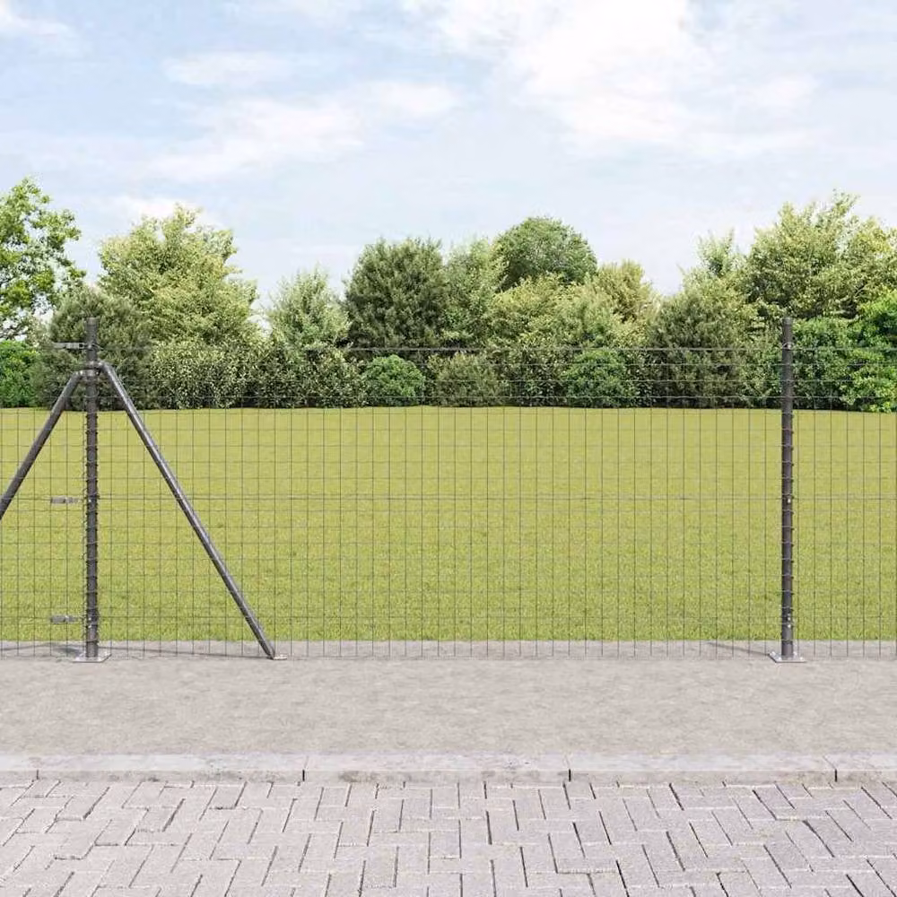 Berkfield Home Set of 52 Modern Square Concrete Fence Posts in Grey, W/D/H: 3.2 x 3.2 x 110 cm – 1