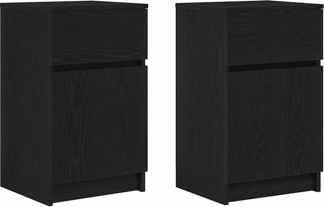Berkfield Home Set of 2 Black Modern Bedside Cabinets, W/D/H: 39 x 35 x 65 cm – 1