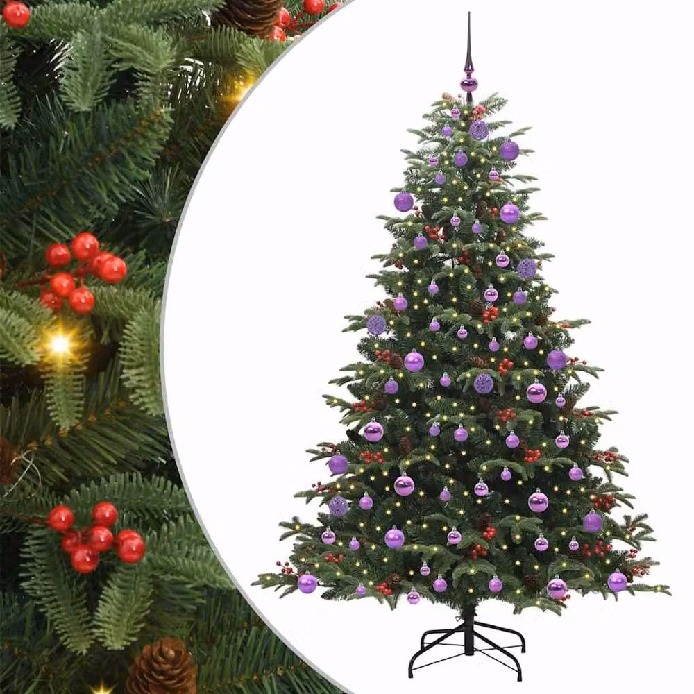 Berkfield Home Elegant Green Artificial Christmas Tree with 300 LEDs and Stand, H 180 cm x W 120 cm x D 120 cm – 3