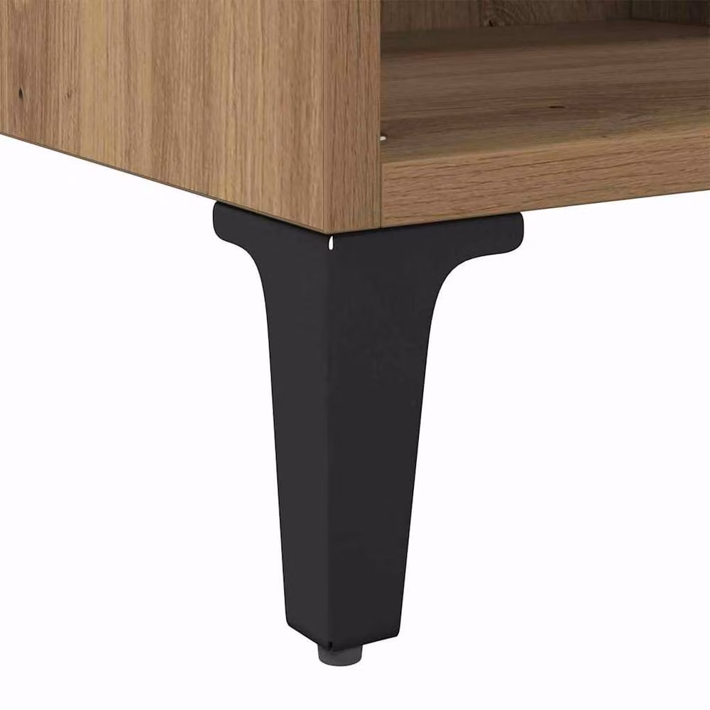 Berkfield Home Artisan Oak Medium TV Stand in Brown with Metal Accents – 6