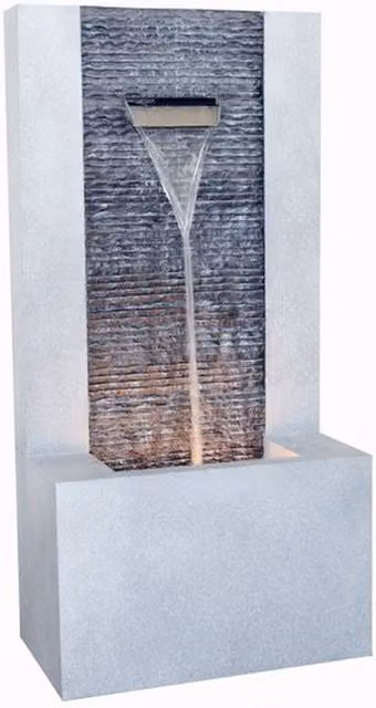 Tranquility Ripple Blade Cascade Mains Powered Freestanding Water Feature in Antique Grey
