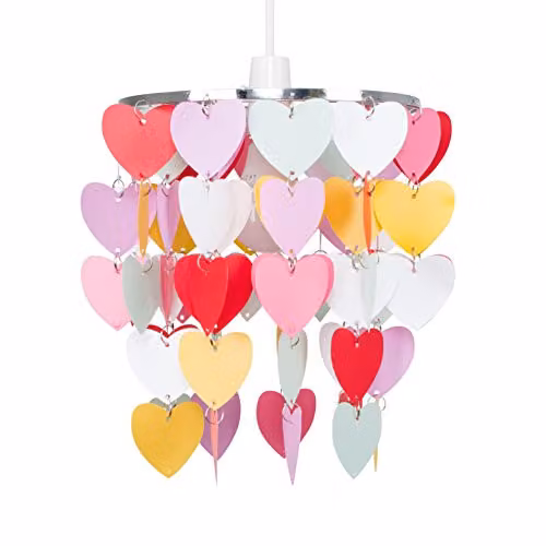 MiniSun Childrens Hearts Ceiling Light Shade in Multicolour, Shade Width: 23 cm