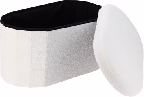 Jack Stonehouse JSH Teddy Boucle Storage Ottoman in White, Large Oval Foldable Pouffe and Foot Rest – 6