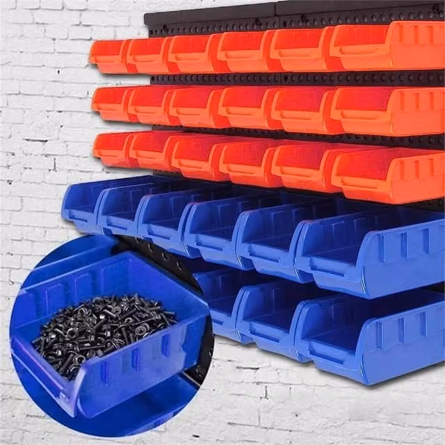 VOGREX Wall Mounted Plastic Parts Organizer with 30 Bins in Multicolour