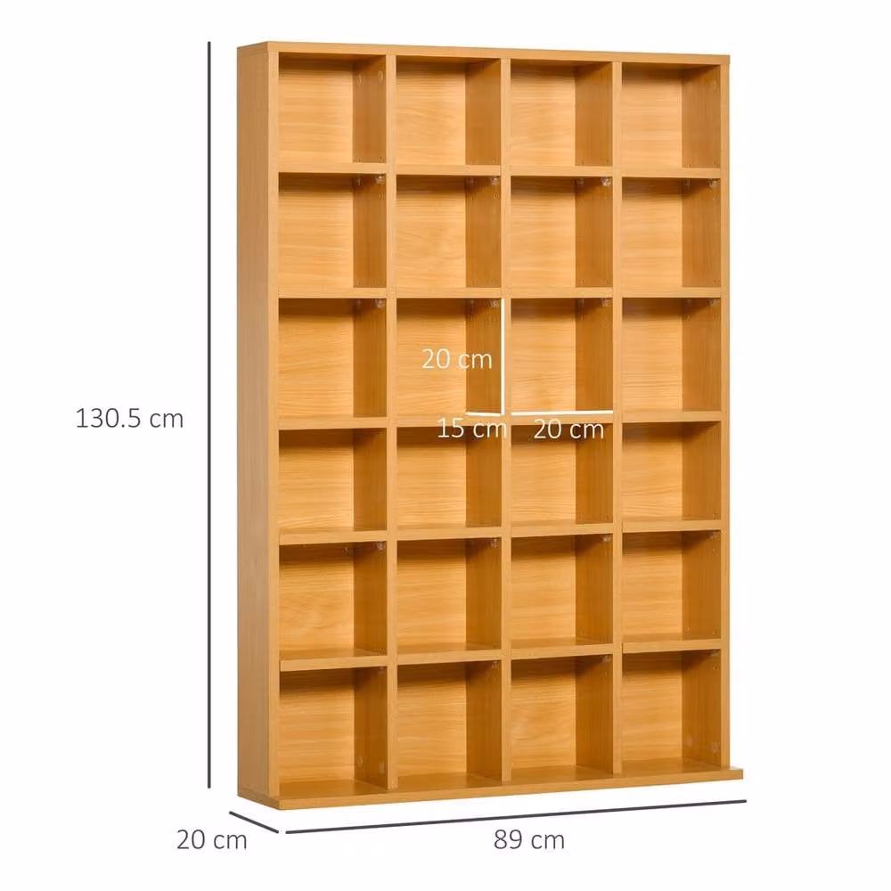 FORGEVIO Modern Brown Wood Media Storage Shelf Rack Unit with Adjustable Shelves and Back Panel, W/D/H: 130.5 x 89.0 x 5.0 cm – 2