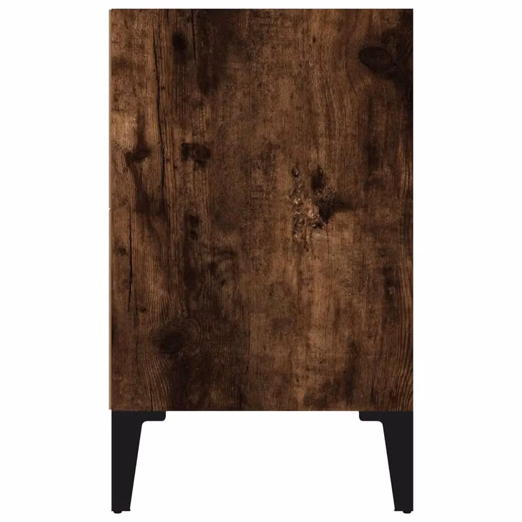Berkfield Home Bed Cabinet in Smoked Oak and Brown with Metal Legs, W/D/H: 40 x 30 x 50 cm – 3