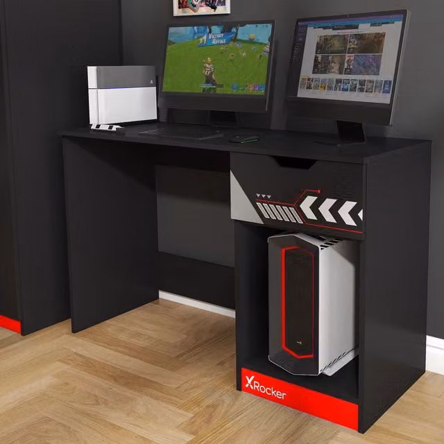 X Rocker Octane Gaming Desk in Red and Black, W: 110 cm, D: 75 cm, H: 110 cm – 1
