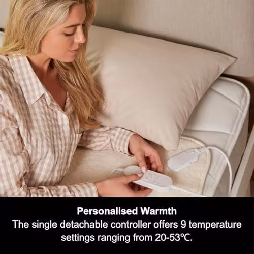 Morphy Richards EverCosy Double Fleece Electric Under Blanket in White and Beige, W/D/H: 150 x 122 cm – 2