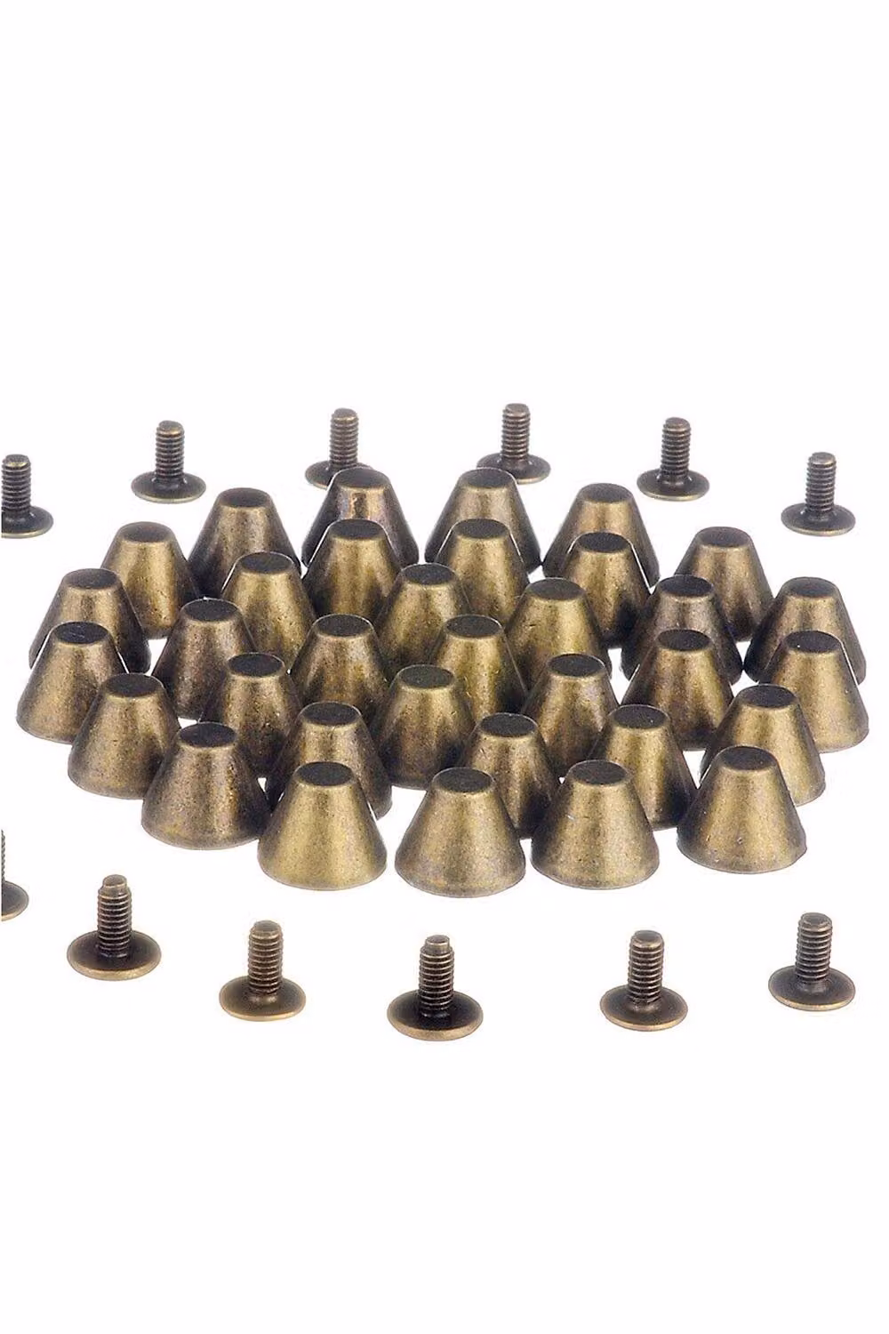 Neel Blue 10mm Mushroom Spike Screwback Flat Head Studs Rivets, 50 Pieces in Bronze Brass – 2