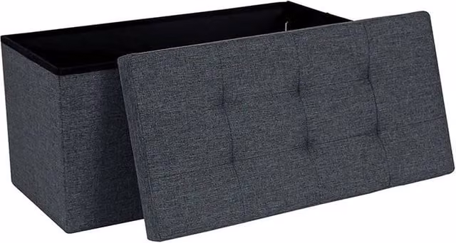 FORGEVIO Dark Grey Folding Ottoman Storage Box W/D/H: 110 x 38 x 38 cm – 1
