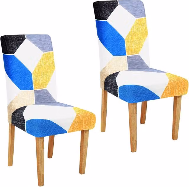 Roseley Blue and Multicolour Graphic Pattern 1 Dining Chair Stretch Removable Covers