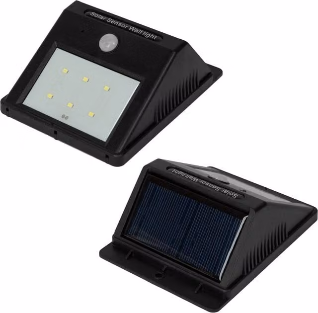TECTAKE 6-Pack Solar LED Wall Lights with Motion Sensor in Black
