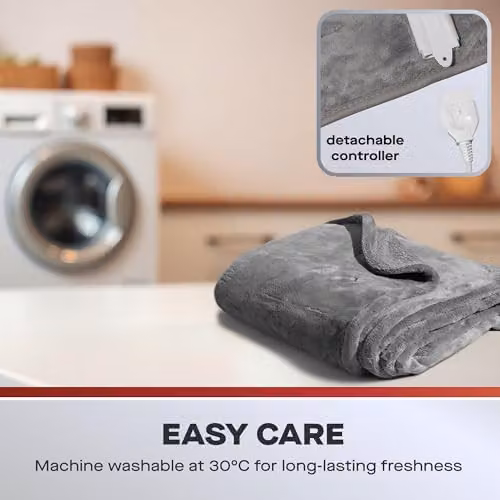 Daewoo Grey Dreamz Electric Heated Throw Blanket with Soft Fleece and Flannel, W/D/H: 160 x 120 x 1 cm – 6