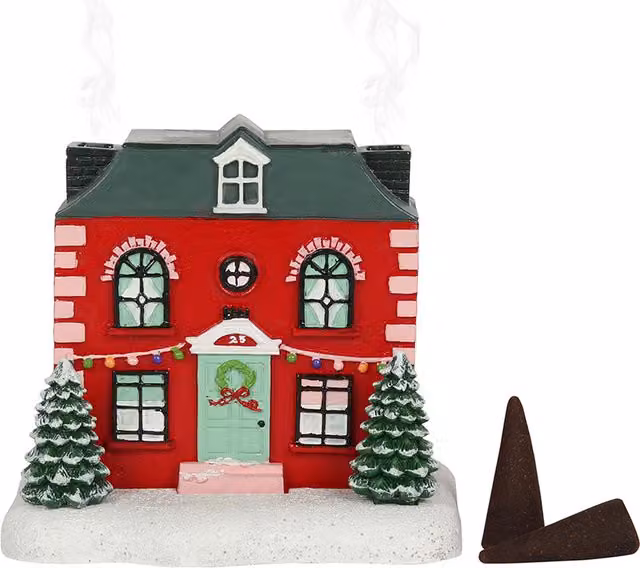 Something Different Christmas House Ceramic Incense Cone Tabletop Burner, Red, H13 x W13 x D12 cm – 1