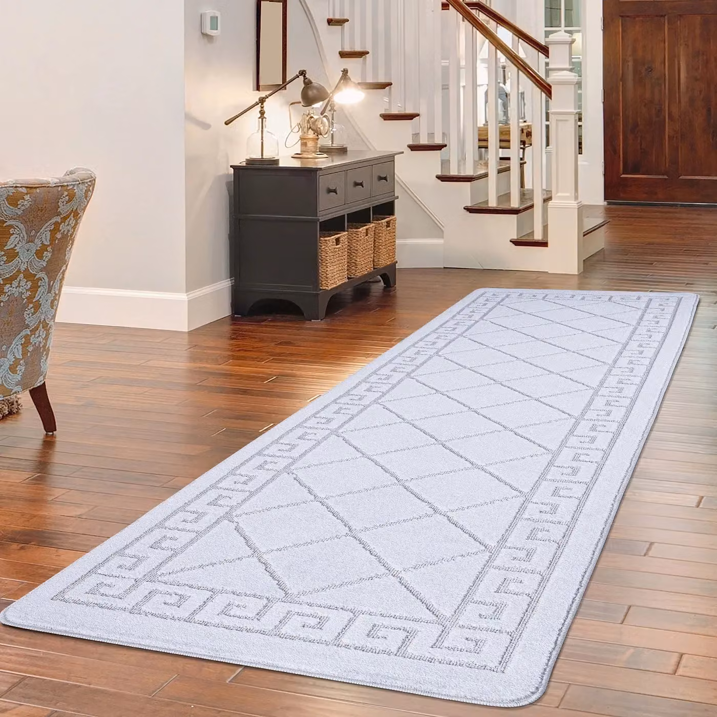 Smart Living Tribela Non Slip Heavy Duty Machine Washable Hallway and Kitchen Door Mat, Silver, W: 80 cm, D: 150 cm – 2