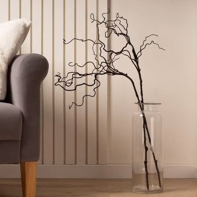 Scottish Everlastings Ltd Black Faux Twisted Willow Branches, Pack of 2, Height: 90 cm – 1