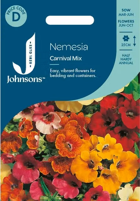 Johnsons Seeds Nemesia Carnival Mix Multicolour Flower Seeds