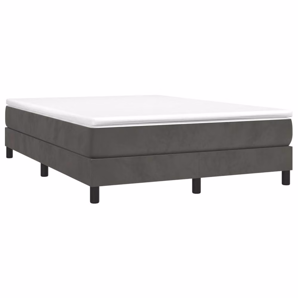 Berkfield Home Upholstered Velvet Box Spring Bed Frame, Grey, W: 135 cm, D: 190 cm, H: 25 cm – 2