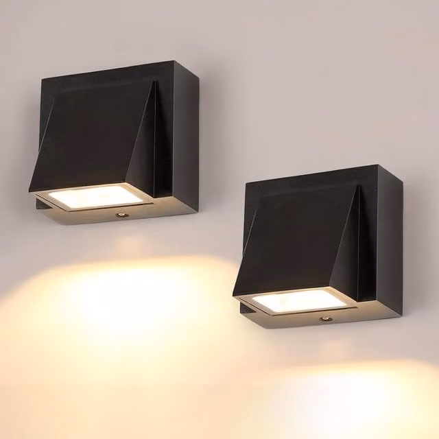 Goeco Modern Square LED Wall Light, IP65 Waterproof Outdoor/Indoor Garden Light, 5W Warm White 3000K, Black Metal/Aluminium