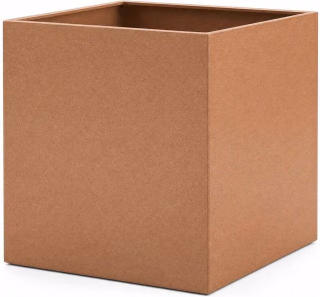 Zinc Galvanised Steel Cube Planter with Liner, Copper, W/D/H: 50 x 50 x 50 cm