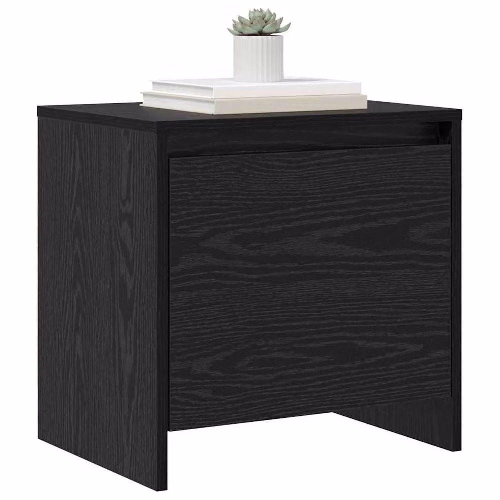 Berkfield Home Black Oak Bedside Cabinet in Rustic Engineered Wood – 2