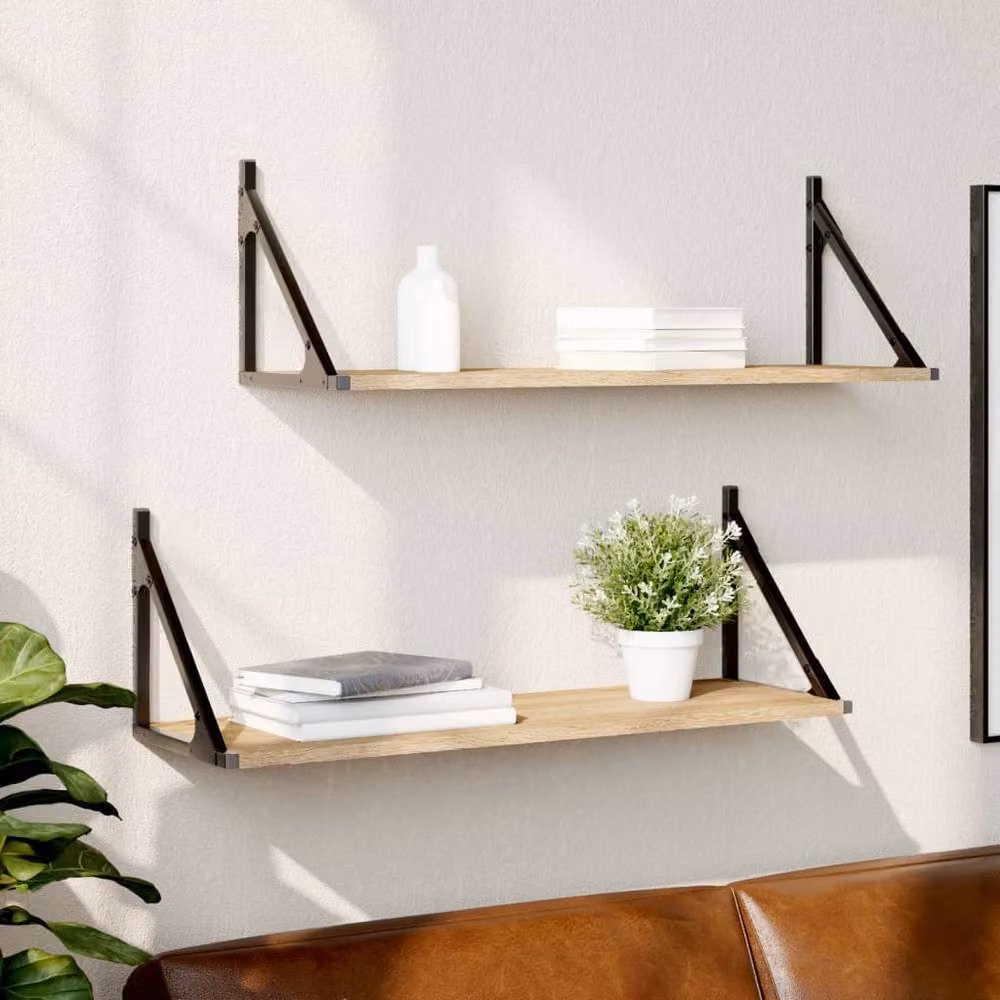 Berkfield Home Beautiful Wall Shelves, 2 Pack, Sonoma Oak, W/D/H: 80 x 25 x 25.5 cm – 2