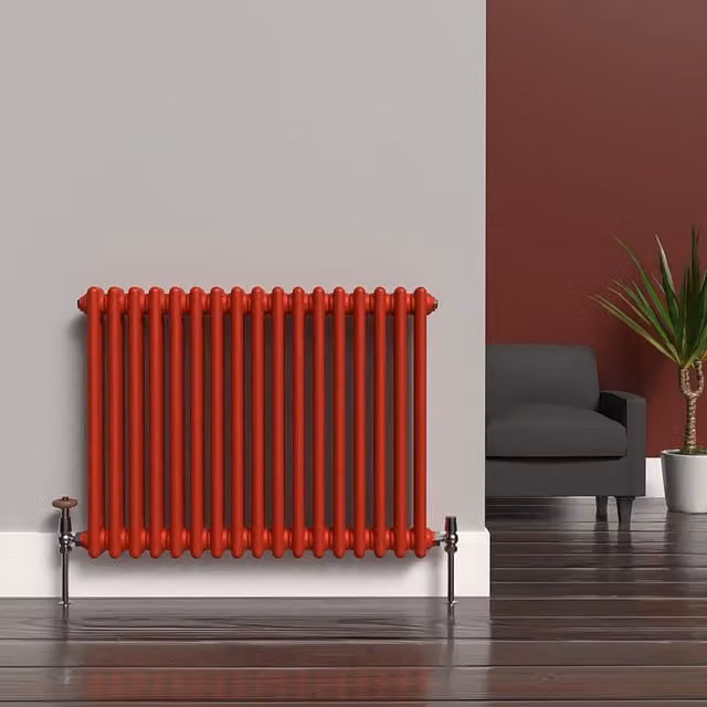 Lux Heat Horizontal Column Radiator in Poppy Red, 2 Column, W: 78.5 cm, H: 60 cm