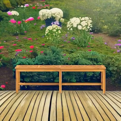 vidaXL Rustic Acacia Wood Garden Bench, Brown, W: 150 cm, D: 45 cm, H: 35 cm – 2