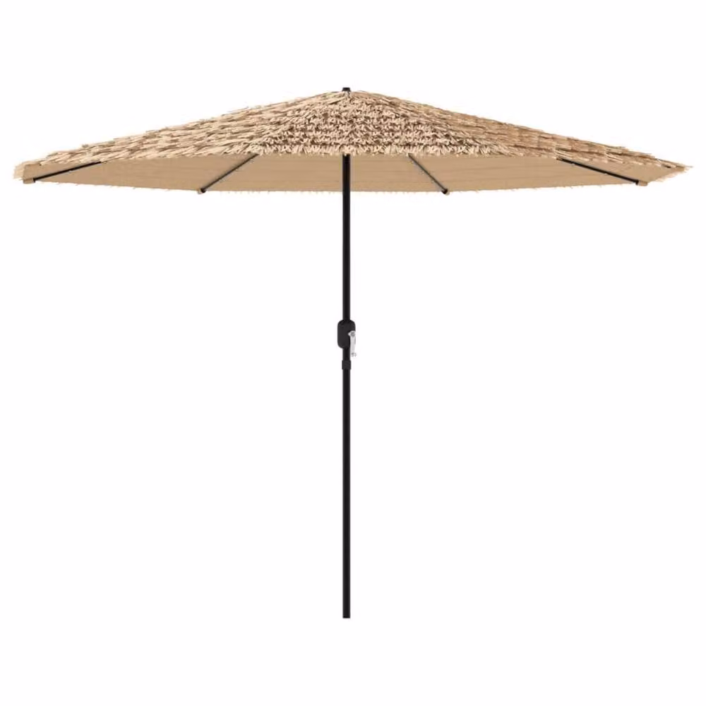 Berkfield Home Durable Garden Parasol with LEDs and Steel Pole, Brown, W/D/H: 324 x 324 x 247 cm – 3