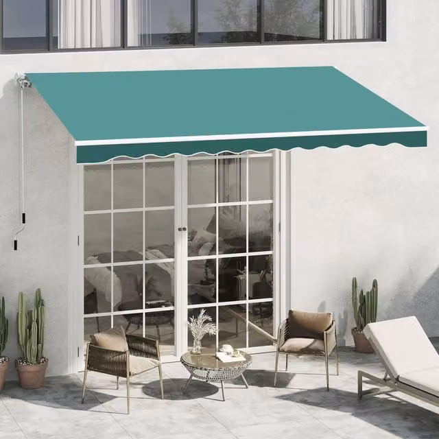 Outsunny Manual Folding Arm Garden Awning Canopy in Green