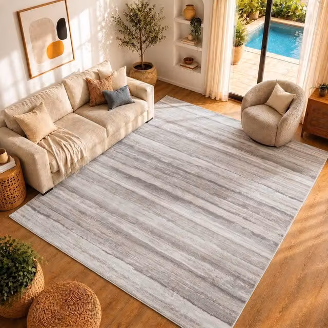 Livabliss Roma Modern Abstract Machine Woven Rug in Grey, Brown and Multicolour, W: 200 cm, D: 275 cm
