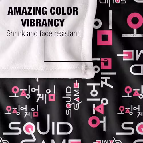 Netflix Squid Game Officially Licensed Silky Touch Super Soft Fleece Throw Blanket in White and Multicolour, W: 152 cm, D: 127 cm – 3