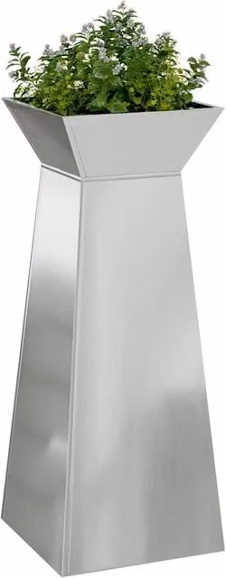 Berkfield Home Galvanised Steel Plant Stand Planter in Grey, W/D/H: 40 x 40 x 101 cm – 1